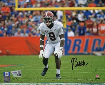Jordan Battle Signed Alabama Action vs Florida Photo - (Fanatics)