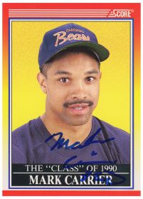 Mark Carrier Signed Chicago Bears 1990 Score Rookie Football Trading Card #614