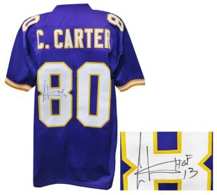 Cris Carter Signed Purple Throwback Custom Football Jersey w/Hall of Fame '13