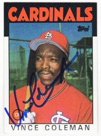 Vince Coleman Signed St. Louis Cardinals 1986 Topps Baseball Trading Card #370