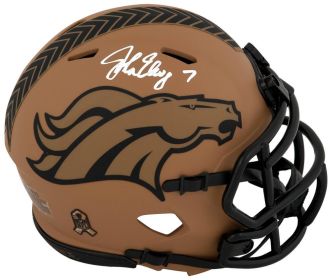 John Elway Signed Denver Broncos Salute to Service Riddell Speed Mini Helmet