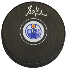 Grant Fuhr Signed Edmonton Oilers Logo Hockey Puck