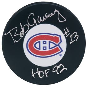 Bob Gainey Signed Montreal Canadiens Logo Hockey Puck w/HOF '92