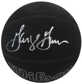 George Gervin Signed Wilson Black 75th Season Logo NBA Basketball