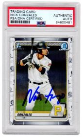 Nick Gonzales Signed Pittsburgh Pirates Topps Bowman Chrome Baseball Rookie Card