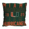 Miami OFFICIAL NCAA "Stacked" Woven Pillow; 20" x 20"