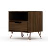 Manhattan Comfort Rockefeller 1.0 Mid-Century Modern 1-Drawer Nightstand in Brown