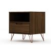 Manhattan Comfort Rockefeller 1.0 Mid-Century Modern 1-Drawer Nightstand in Brown