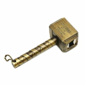 Silver Hammer Of Thor Shaped Beer Bottle Opener With Long Handle (Color: Gold)